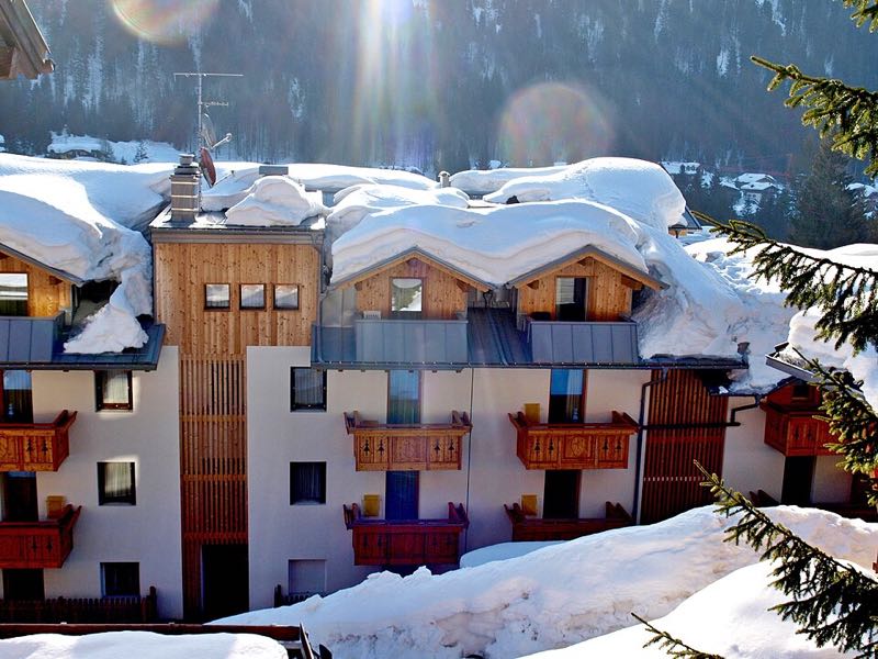 Deep snow on the roofs of Madonna di Campiglio