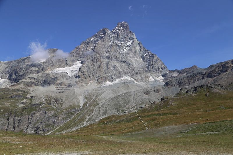 The Matterhorn seen from the Italian side above Breuil-Cervinia
