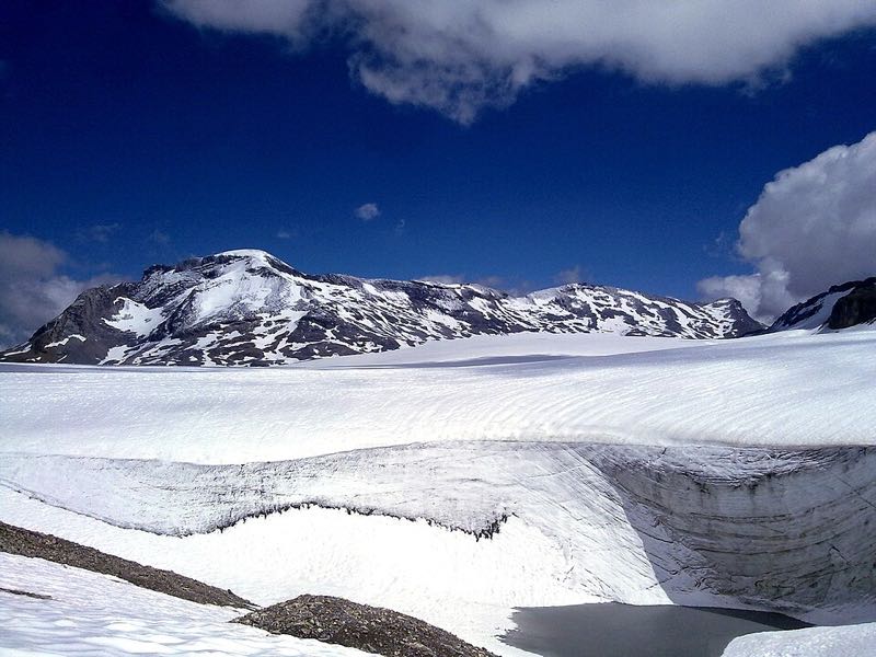 The Wildstrubel rising above the flat expanse of the Plaine Morte glacier